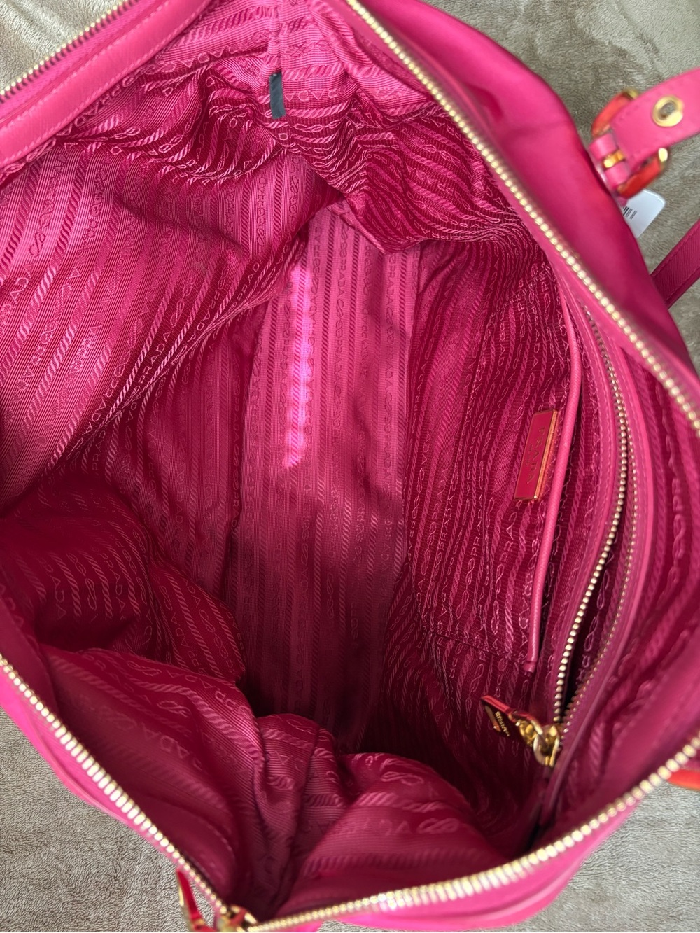 Prada Pink Tessuto Nylon Tote Bag with Gold Hardware - Picture 3 of 7